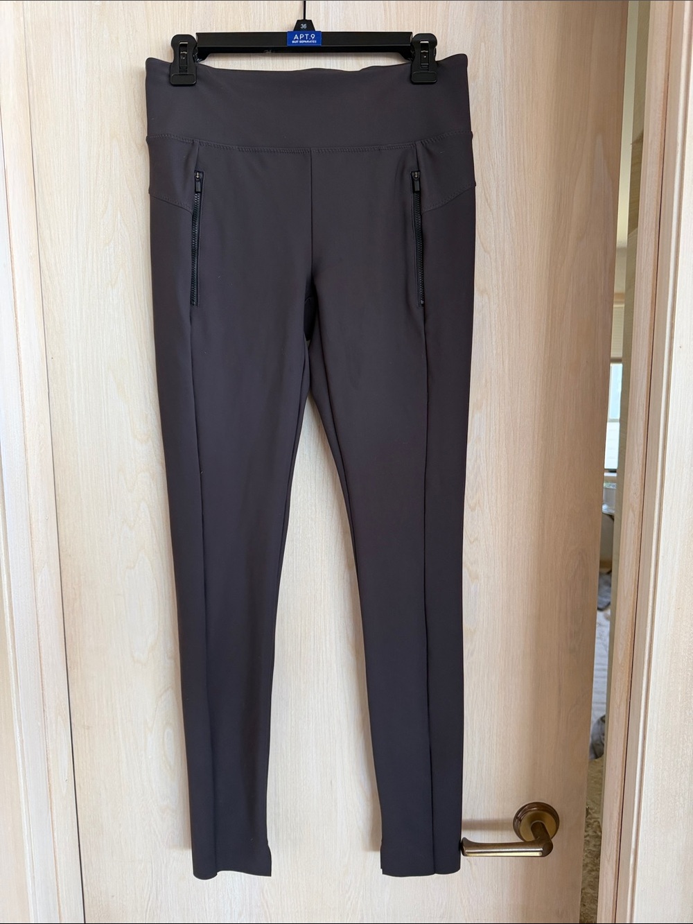 Athleta Charcoal Brown High-Rise Zip Pocket Leggings
